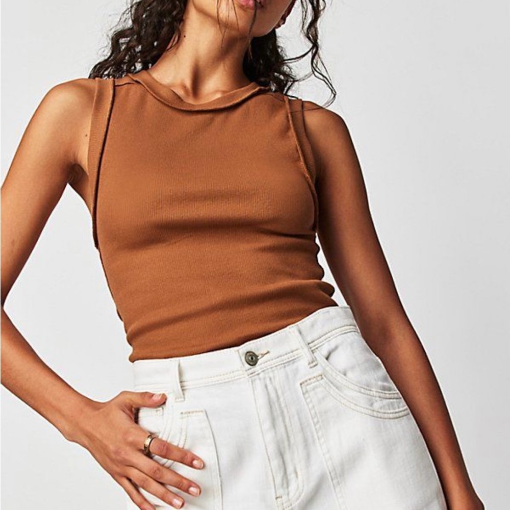 Free People Kate Sleeveless Tops extra small grey & brown
